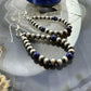 Sterling Silver Navajo Pearl Beads & Lapis Hoop Dangle Earrings For Women