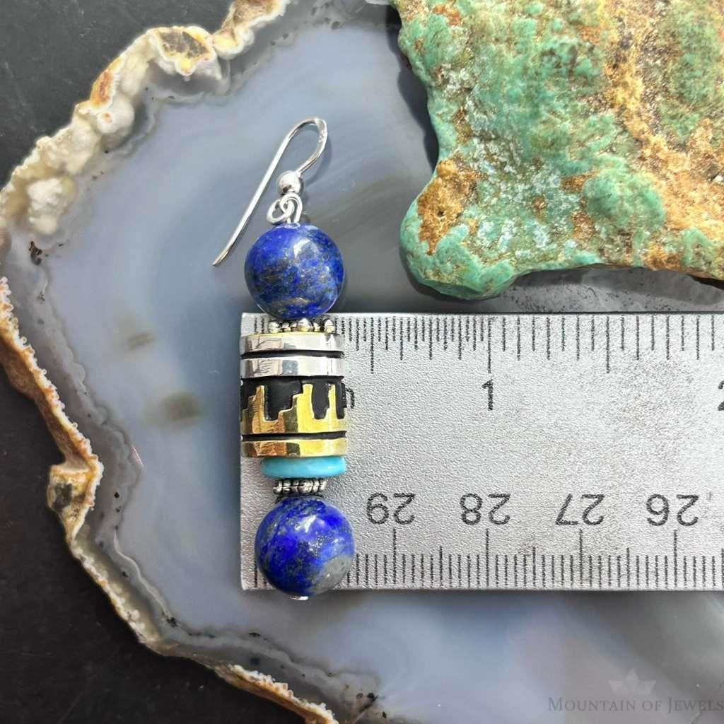 Tommy & Rosita Singer Sterling  Silver Lapis,Turquoise Beads Dangle Earrings For Women #1