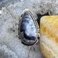 Sterling Silver Southwestern Style Elongated Teardrop Dendrite Agate Ring Size 9.25 For Women