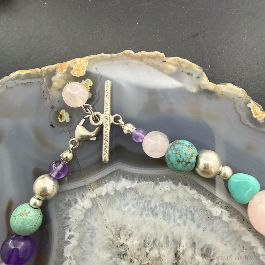 Carolyn Pollack Sterling Silver Multistone Beads 18" Necklace For Women #1