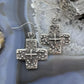 Cheyenne Custer Sterling Silver Tufa Cast Cross Dangle Earrings For Women