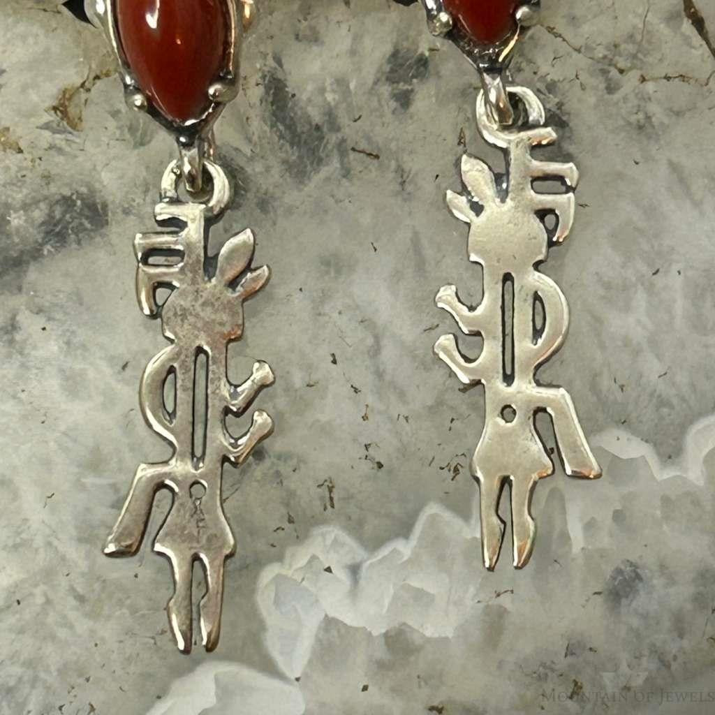 Carolyn Pollack Sterling Silver Red Jasper W/Kokopelli Dangle Earrings For Women