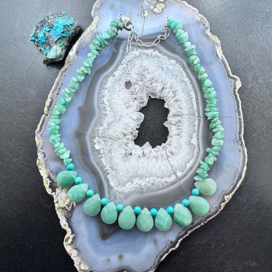 Carolyn Pollack Sterling Silver Green Chalcedony & Turquoise 14"-18" Necklace For Women