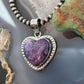 Sterling Silver Southwestern Style Charoite Decorated Heart Pendant For Women #2