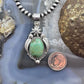 Sterling Silver Southwestern Style Oval Turquoise Leaves Decorated Pendant For Women