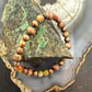 Southwestern Style Copper 6-8mm Navajo Pearl Beads & 6mm Jasper Stretch Bracelet For Women