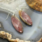 Sterling Silver Oval Plum Moss Agate Slab Dangle Earrings For Women #533
