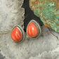 Sterling Silver Southwestern Style Teardrop Orange Spiny Oyster Stud Earrings For Women