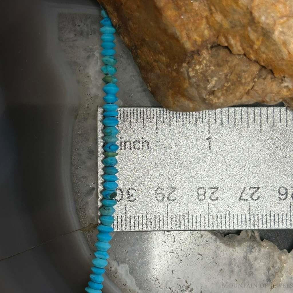 Sterling Silver 4mm Saucer Turquoise Beads 17" Necklace For Women