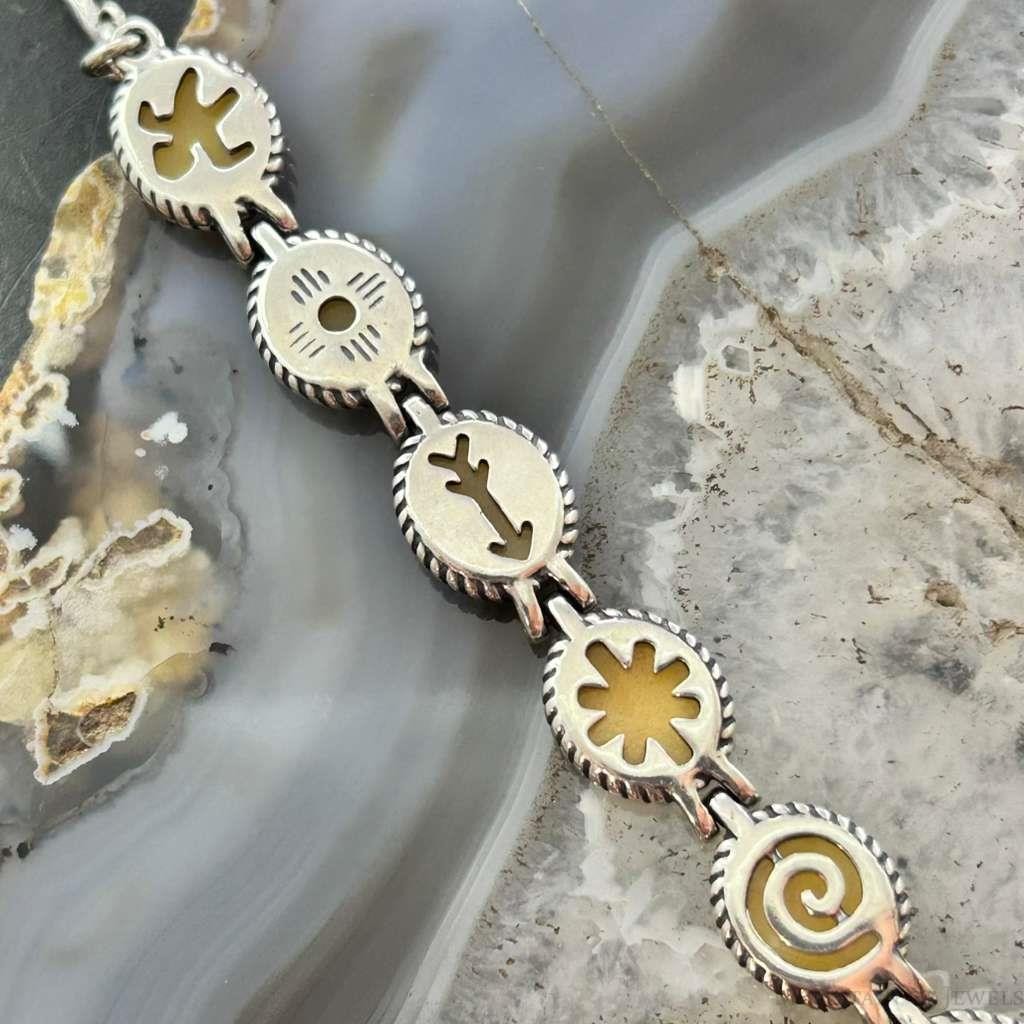 Carolyn Pollack Sterling Silver Yellow Jasper Decorated Link Bracelet For Women