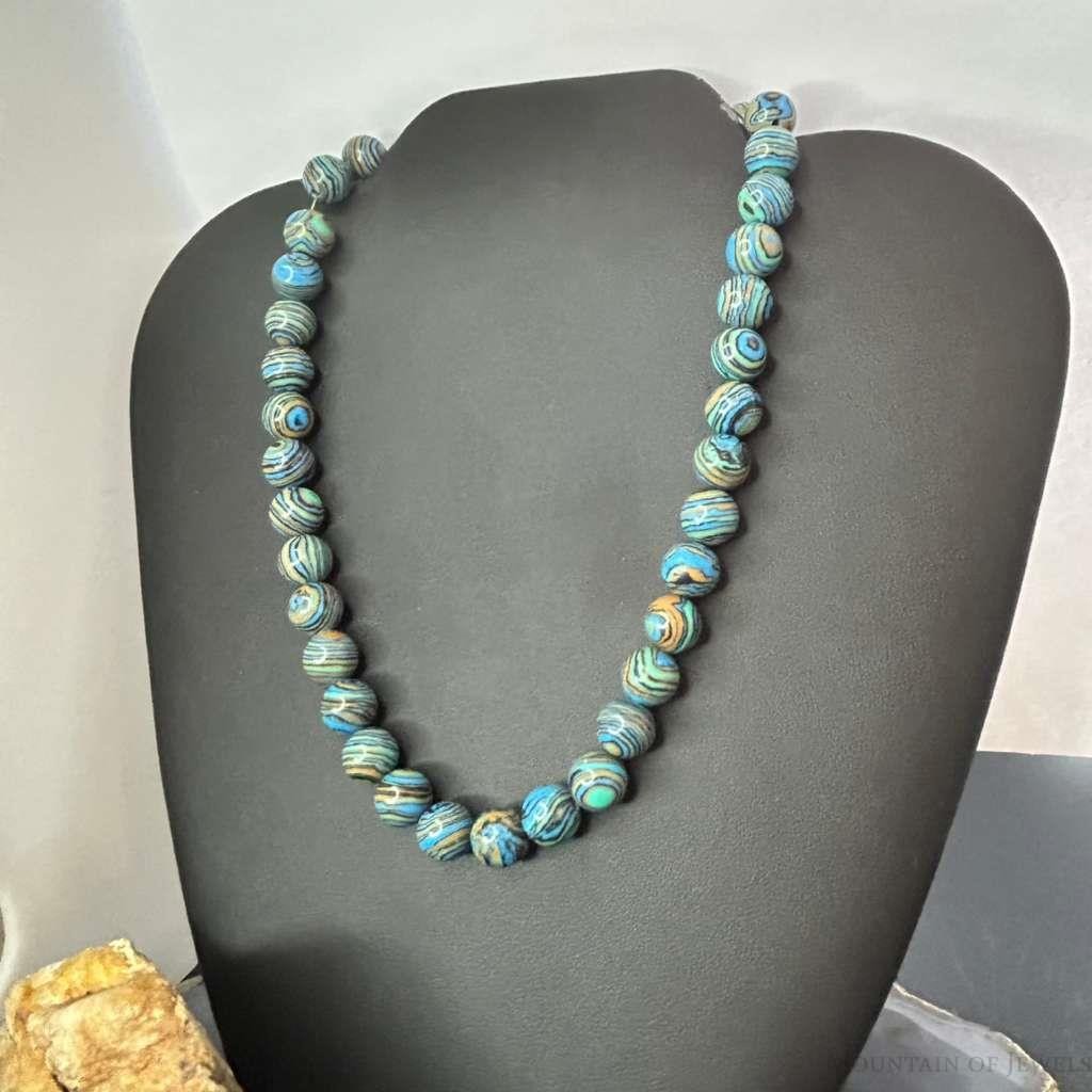 Sterling Silver 10mm Mexican Calcite Beads 16" Necklace For Women