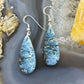 Sterling Silver Elongated Teardrop Blue Ice Jasper Slab Dangle Earrings For Women #205