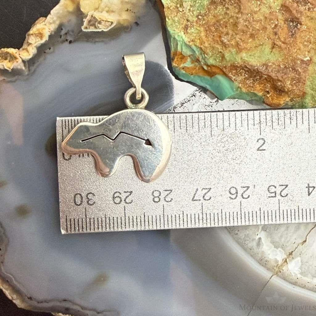 Vintage Native American Silver Fetish Bear Pendant For Women