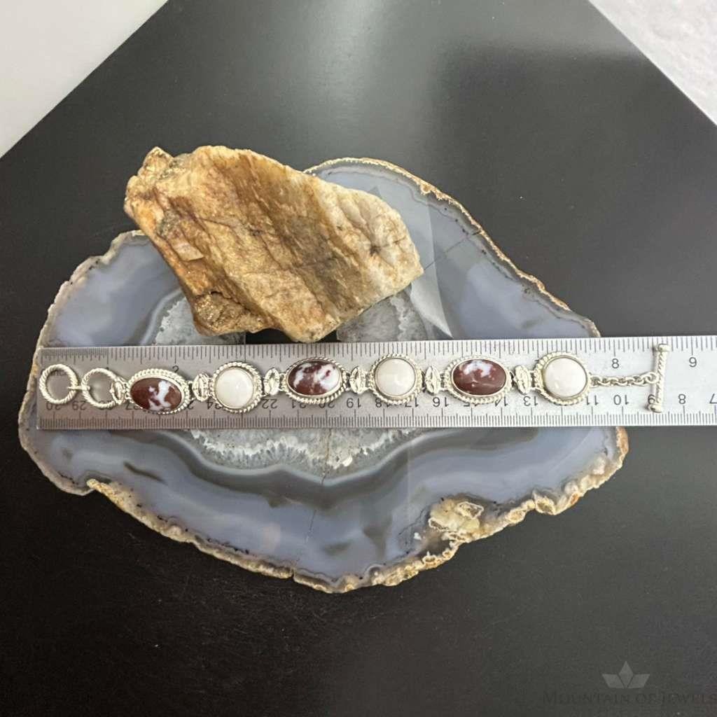 Carolyn Pollack Sterling Silver Wild Horse & white Agate Link Bracelet For Women