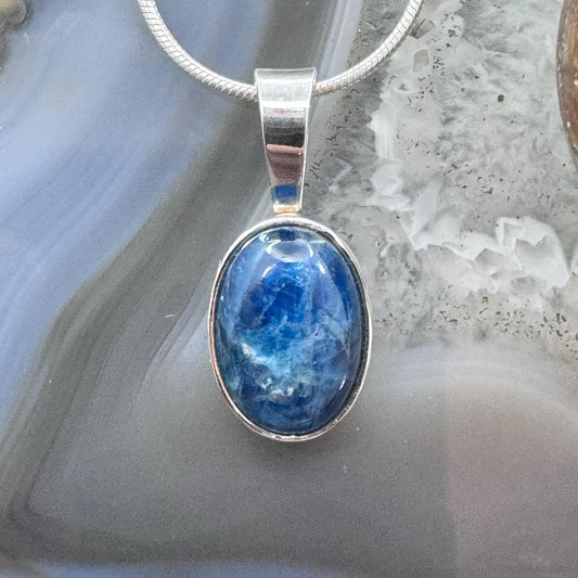 Carolyn Pollack Sterling Silver Oval Sodalite Pendant 16" Necklace For Women