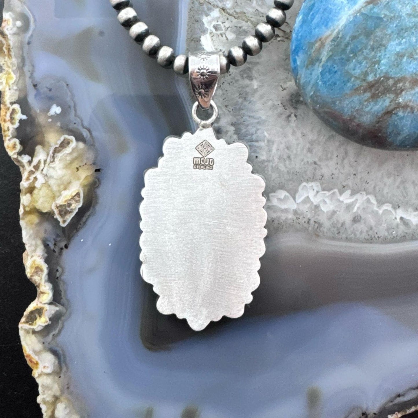 Sterling Silver Southwestern Style Turquoise Decorated Cluster Pendant For Women