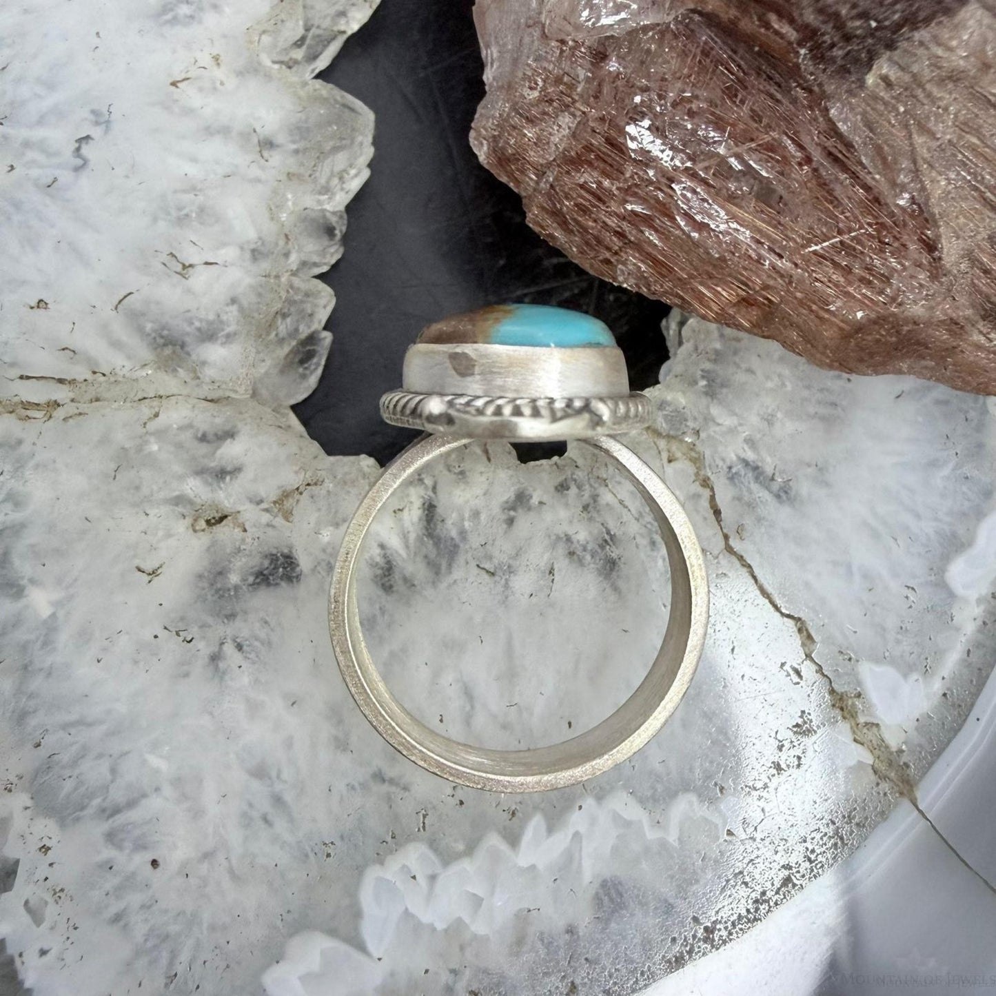 Sterling Silver Southwestern Style Teardrop Kingman Turquoise Adjustable Ring