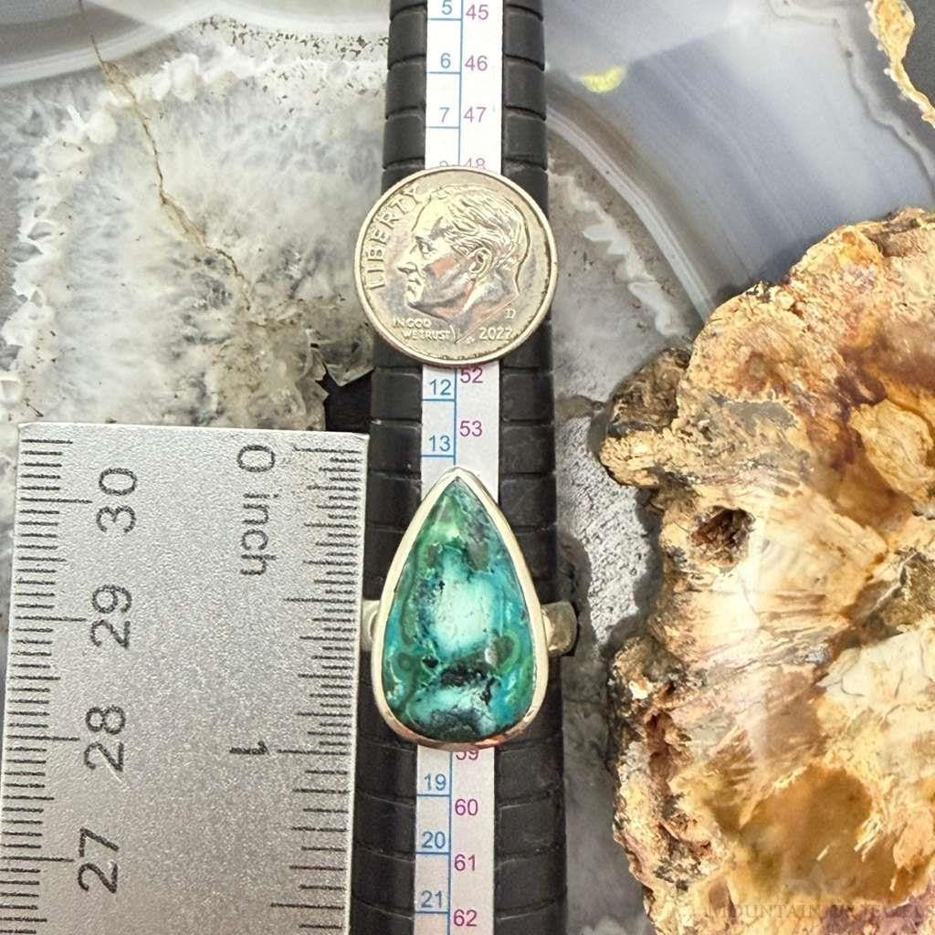 Sterling Silver Southwestern Style Teardrop Azurite Malachite Ring Size 8 For Women