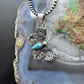 Alex Sanchez Sterling Silver Turquoise & Petroglyph Butterfly Pendant For Women