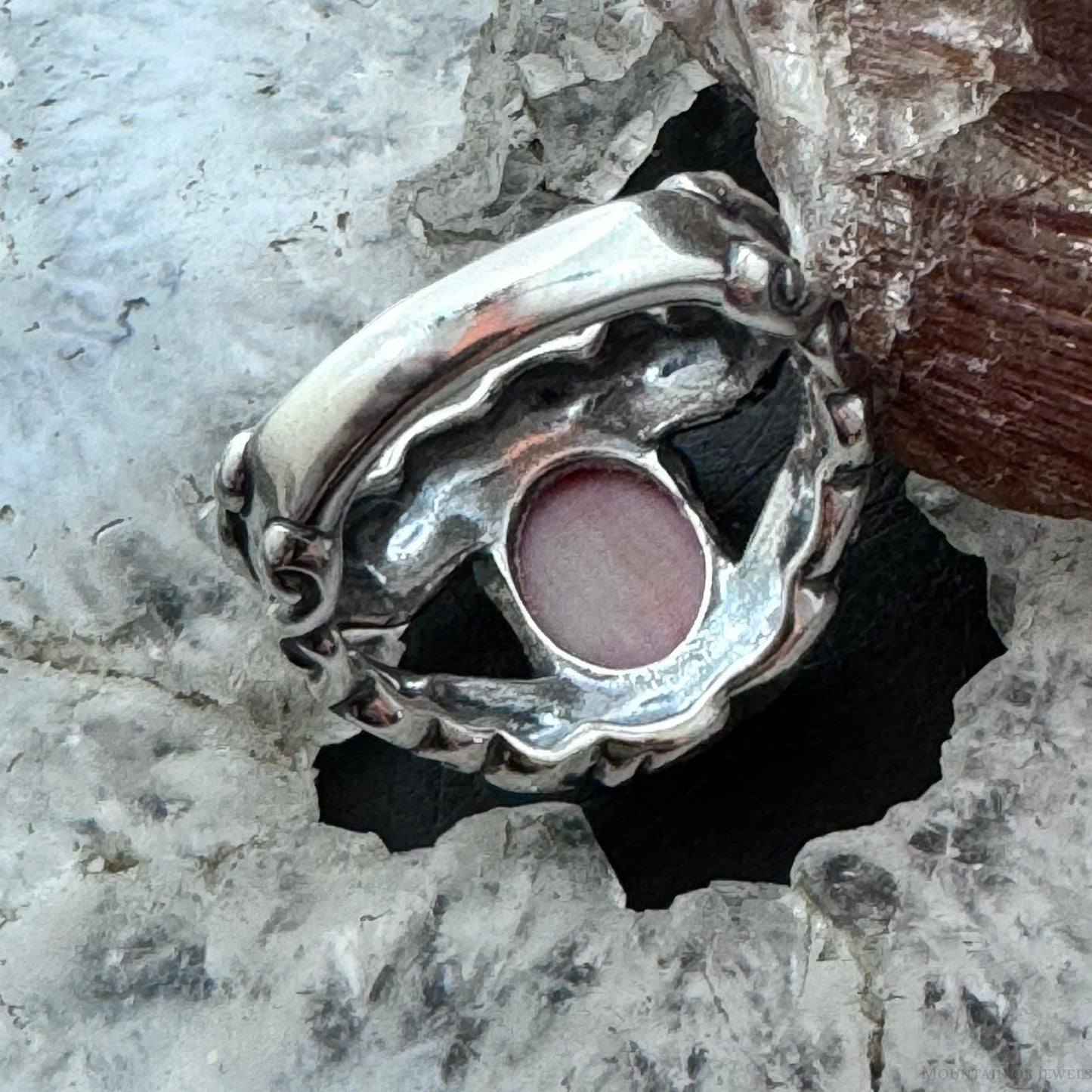 Carolyn Pollack Sterling Silver Orange Spiny Oyster & Clear Quartz Doublet Ring For Women