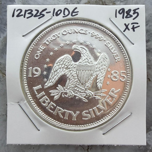 1985 US One Troy Ounce .999 Fine Silver Round Liberty Silver XF #121325-10DE