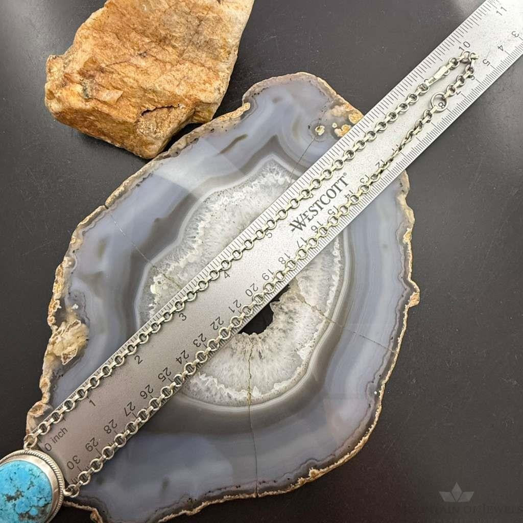 Sterling Silver Southwestern Style Kingman Turquoise 33" Necklace For Women #1