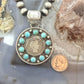 Genuine 1909 90% Silver Barber Head Dime Coin w/Mohave Turquoise Unisex Pendant