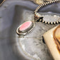 Native American Sterling Silver Oval Pink Conch Pendant For Women