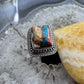 Sterling Silver Southwestern Style Rectangle Composite Spiny Oyster Turquoise Ring 6.75 For Women