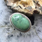 Vintage Signed Native American Sterling Silver Oval Green Turquoise Ring Size 7 For Women