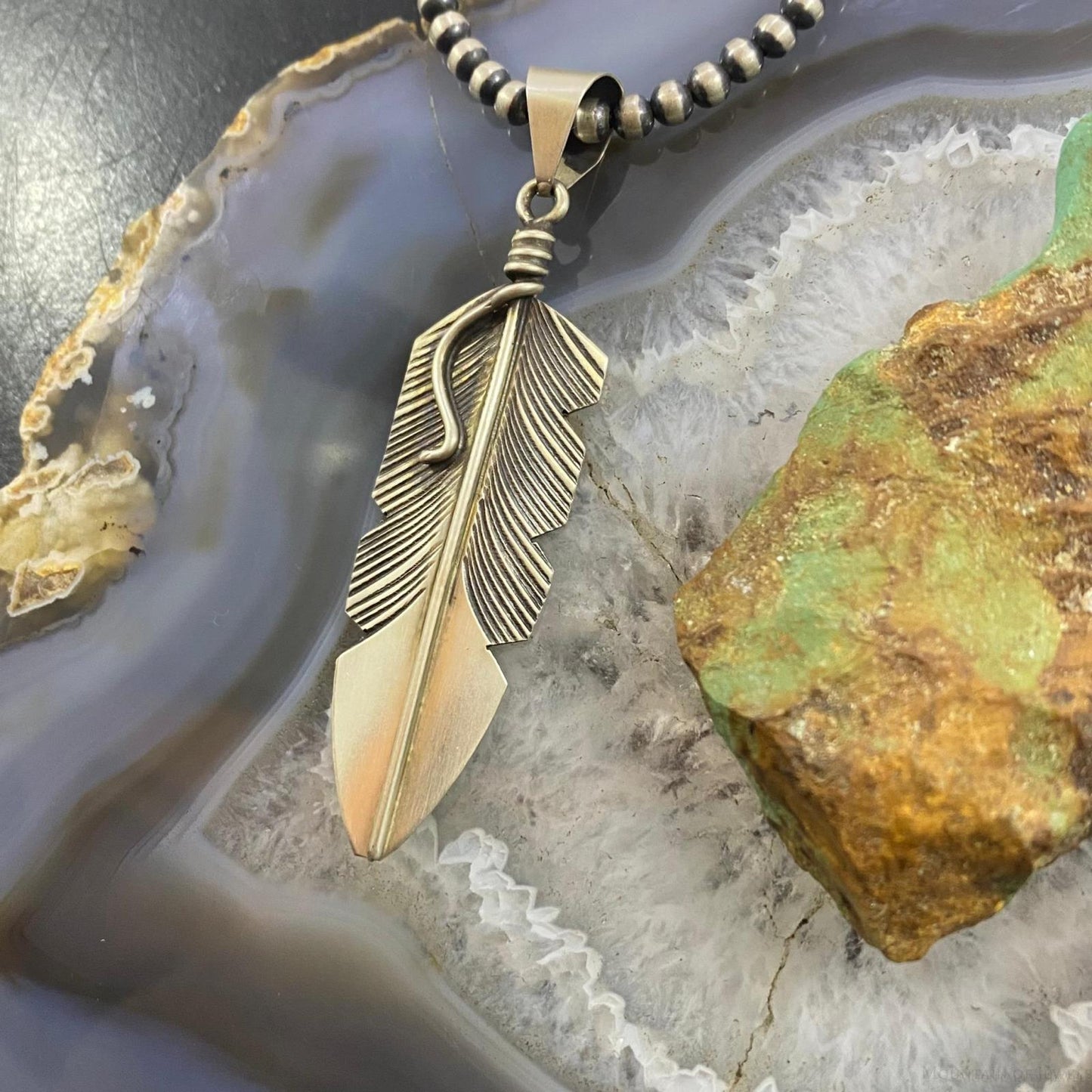 Chris Charley Native American Sterling Silver Feather Unisex Pendant