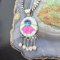 Amy Quandelacy Zuni Sterling Silver Sunface Opal,Turquoise,Coral Decorated Pendant