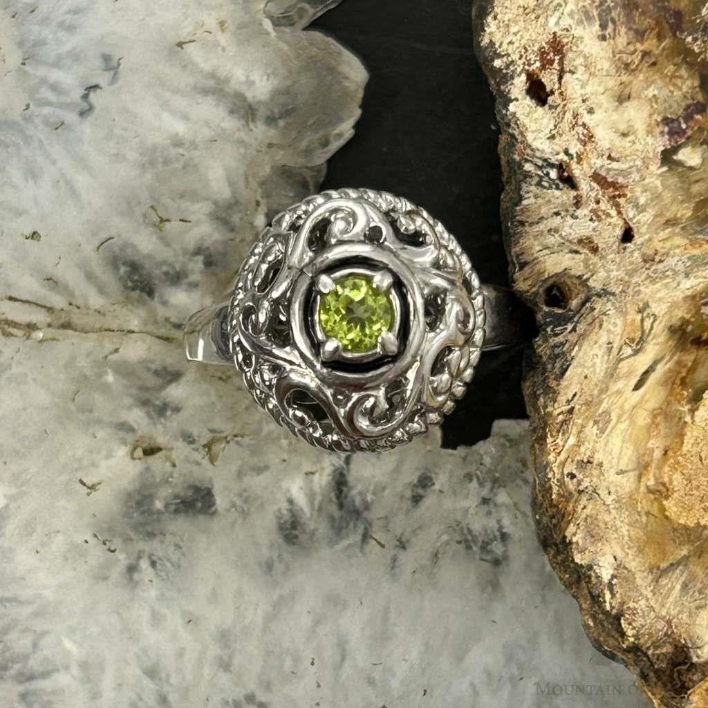 Carolyn Pollack Sterling Silver Peridot Decorated Ring Size 9 For Women