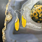 Sterling Silver Oval Bumblebee Jasper Slab Dangle Earrings For Women #153