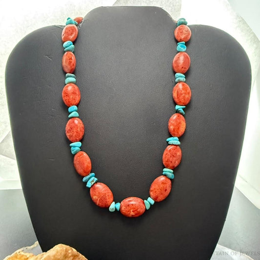 Carolyn Pollack Sterling Silver Turquoise &Coral Beads Decorated16"-19" Necklace For Women