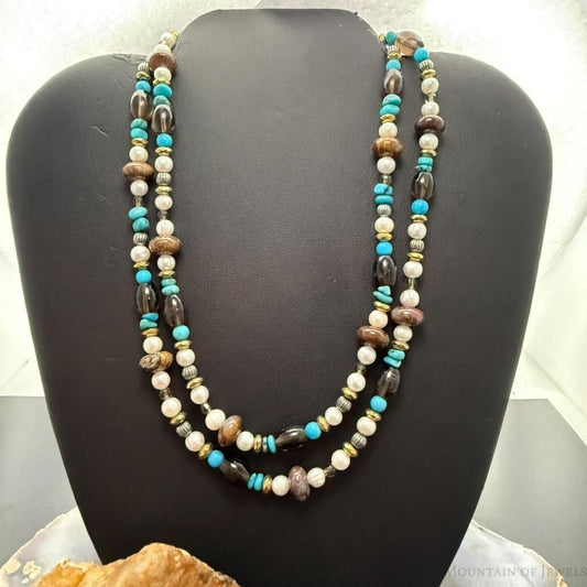 Carolyn Pollack Sterling Silver Multistone Beads 28"-32" Necklace For Women