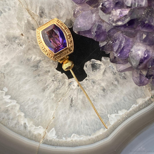 14K Yellow Gold 1963 Immaculate Collage Amethyst Pin Collectible Item