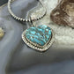 Sterling Silver Southwestern Style Blue Turquoise Dahlia Heart Pendant For Women