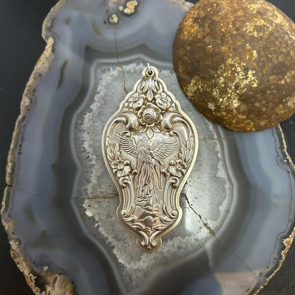 Vintage Lunt Angel and Roses 1992 Sterling Silver Christmas Ornament