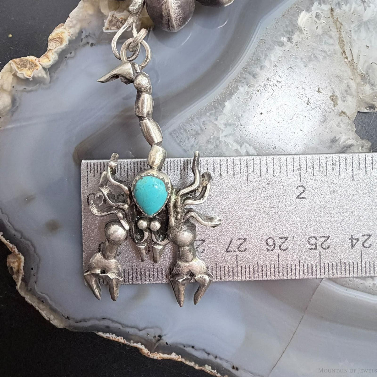 Frank Valdez Native American Sterling Silver Scorpion w/Navajo Pearl Unisex Necklace