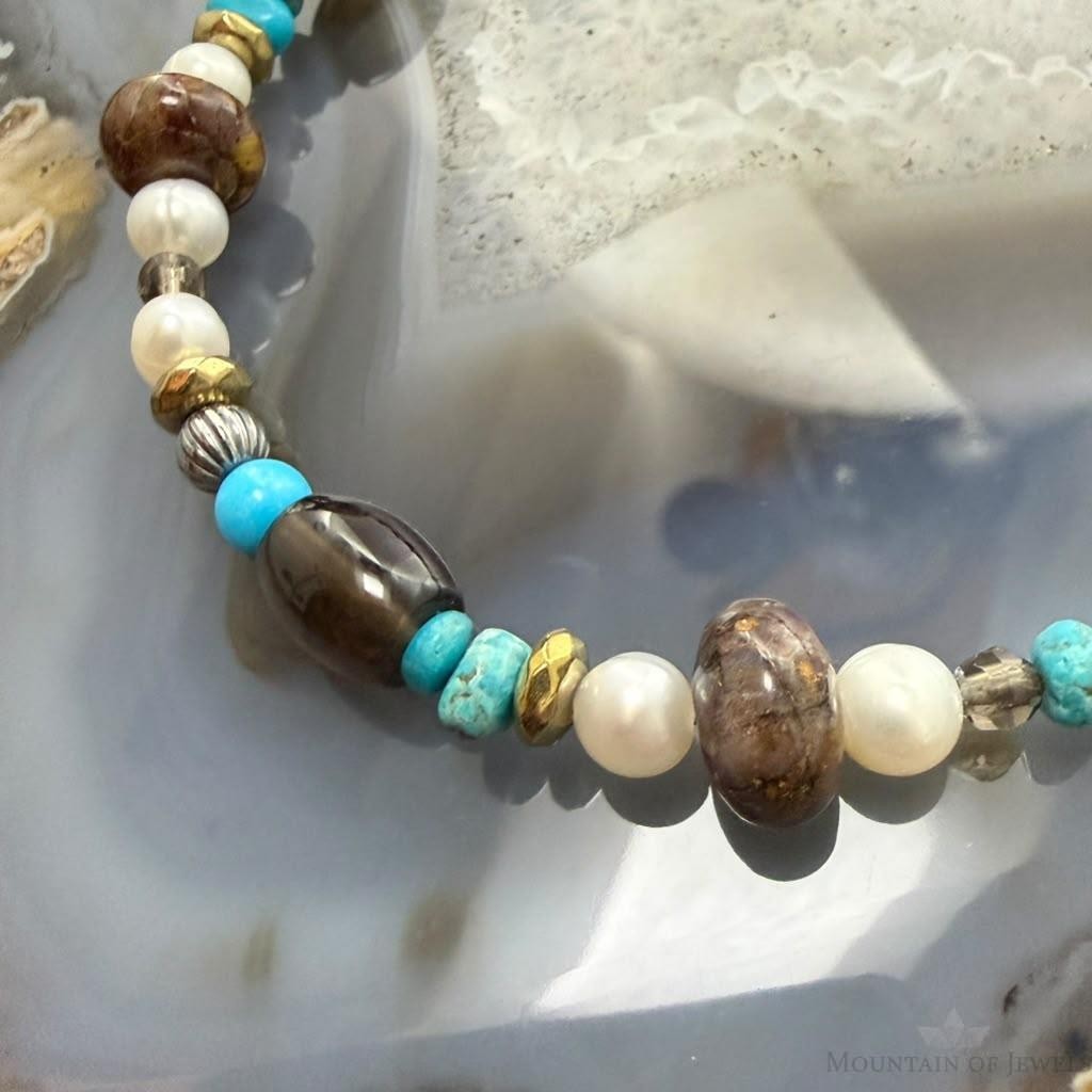 Carolyn Pollack Sterling Silver Multistone Beads 28"-32" Necklace For Women