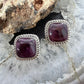 Native American Sterling Silver Square Purple Spiny Oyster Stud Earrings For Women