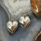 Silver Puff Heart Dangle Earrings For Women