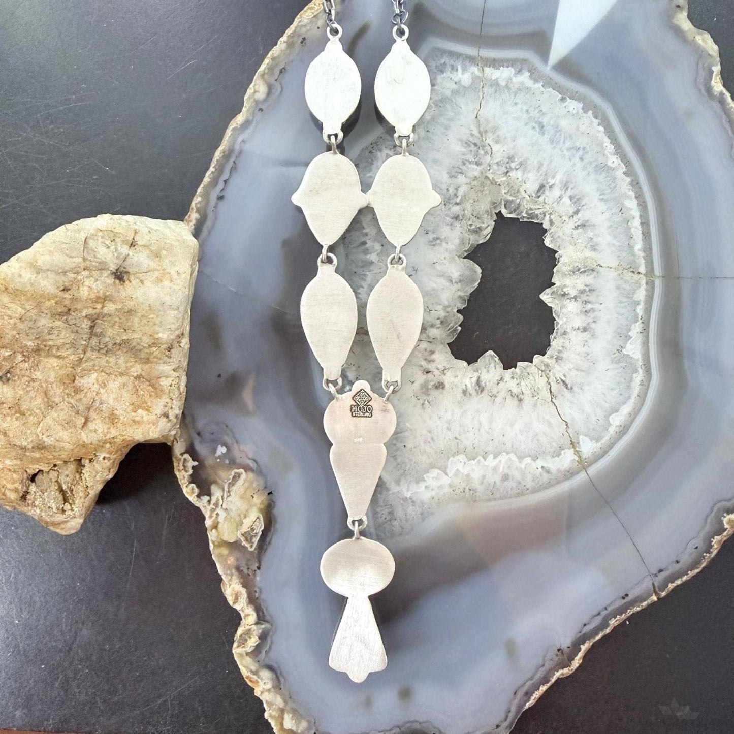 Sterling Silver Southwestern Style Mohave Turquoise Lariat 19" Necklace For Women