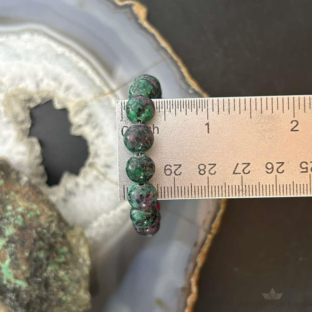 Sterling Silver Ruby Zoisite Beads 8" Bracelet For Women