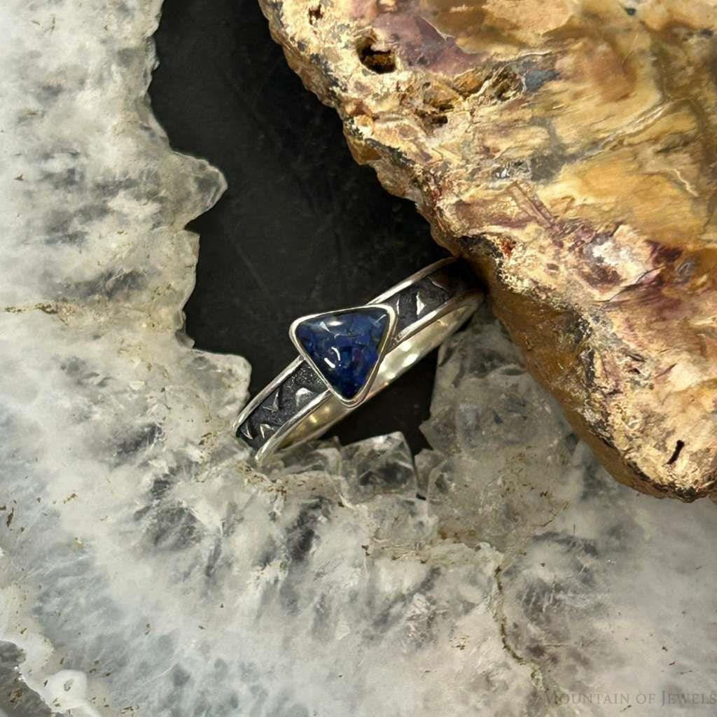 Carolyn Pollack Sterling Silver Chip Inlay Lapis Slim Ring Size 5 For Women