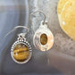 Sterling Silver Southwestern Style Oval Tiger's Eye Dangle Earrings For Women