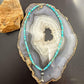 Sterling Silver Turquoise & Navajo Pearl Beads With Squash Blossom Necklace