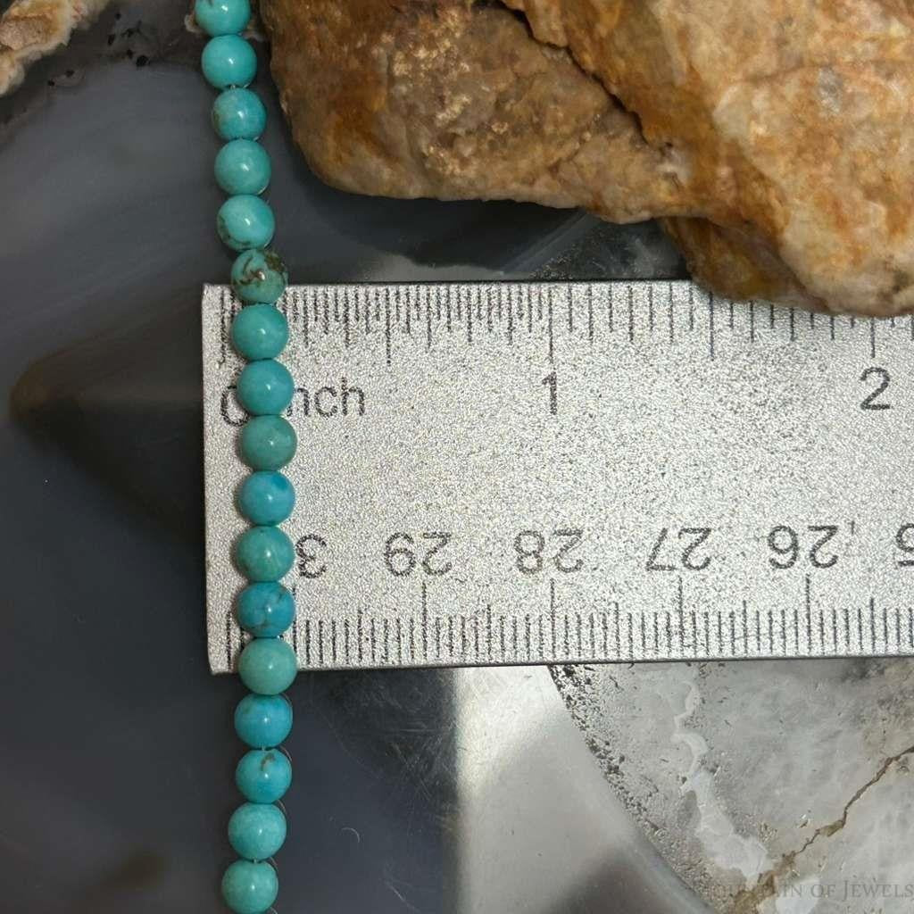 Sterling Silver Southwestern Style 4mm Turquoise Beads 20" Necklace For Women