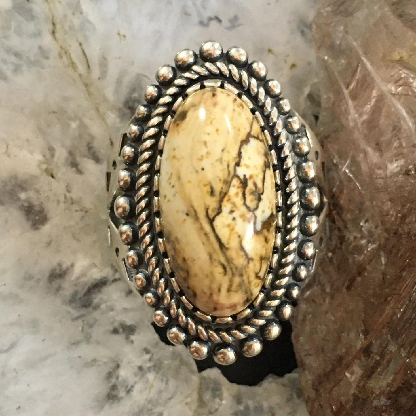 Carolyn Pollack Vintage Sterling Silver Oval Picture Jasper Decorated Ring For Women For Women